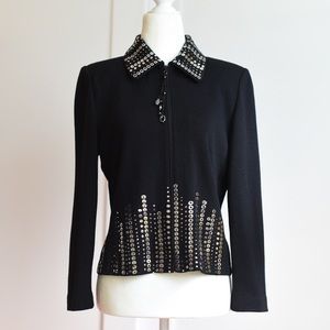 ST. JOHN EVENING santana knit embellished jacket